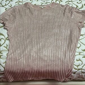 Ribbed Pink Cap Sleeve T-Shirt